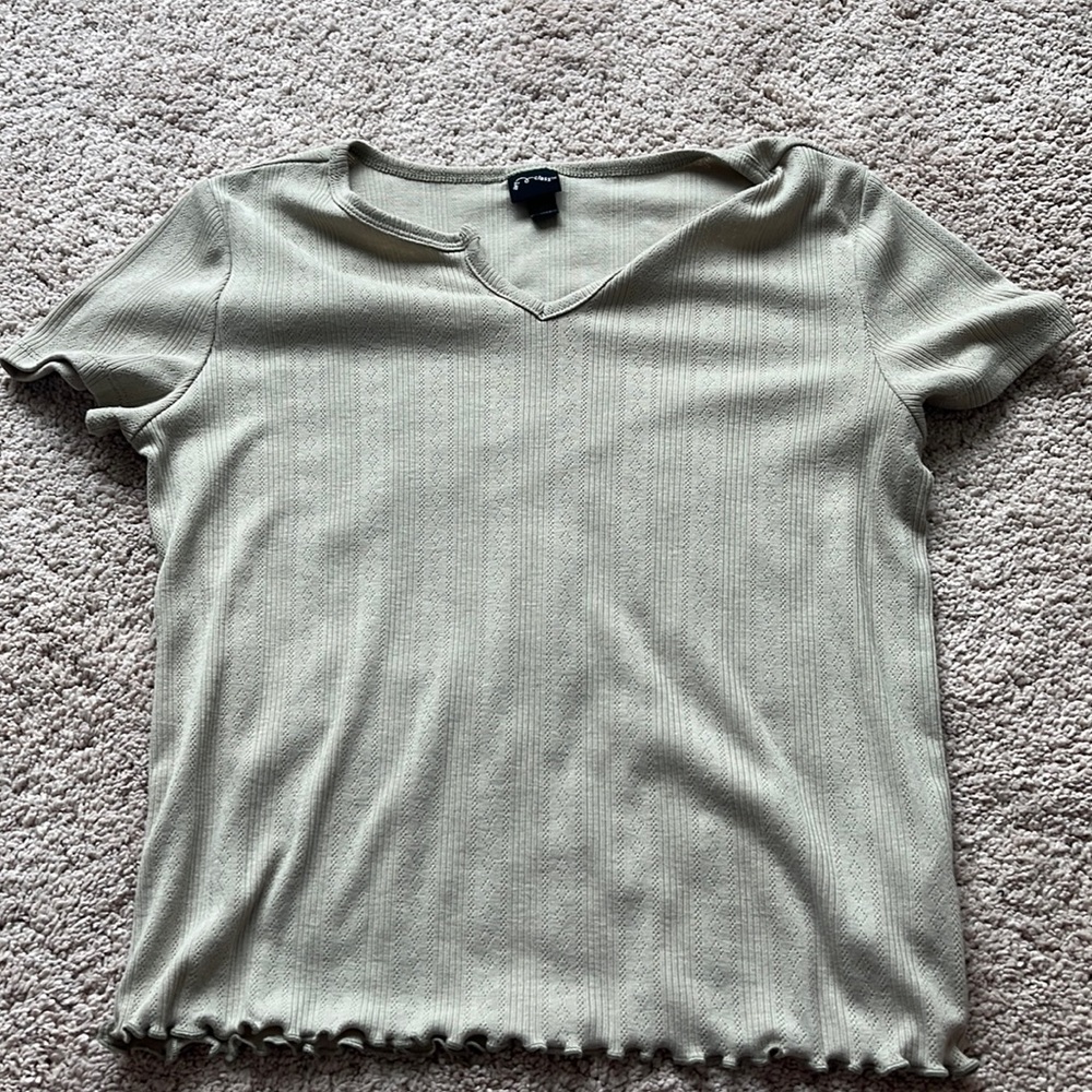 Sage green little v neck top